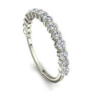 Demi-alliance 15 diamants synthétiques ronds 0.75 carat or blanc Daniela